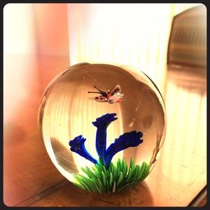 Glass decoration/paper weight with butterfly